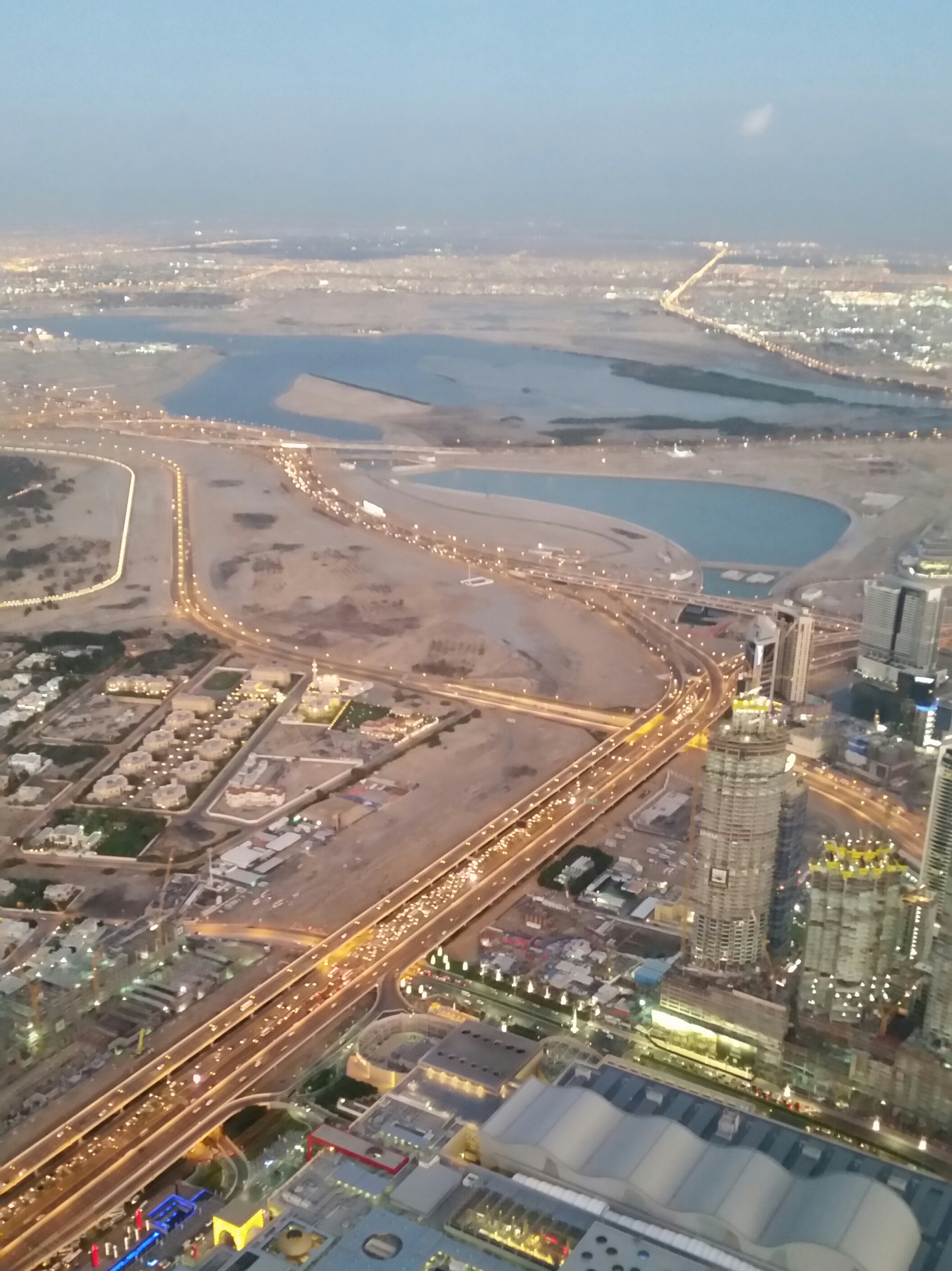 sunset view over dubai city buj khalifa uae
