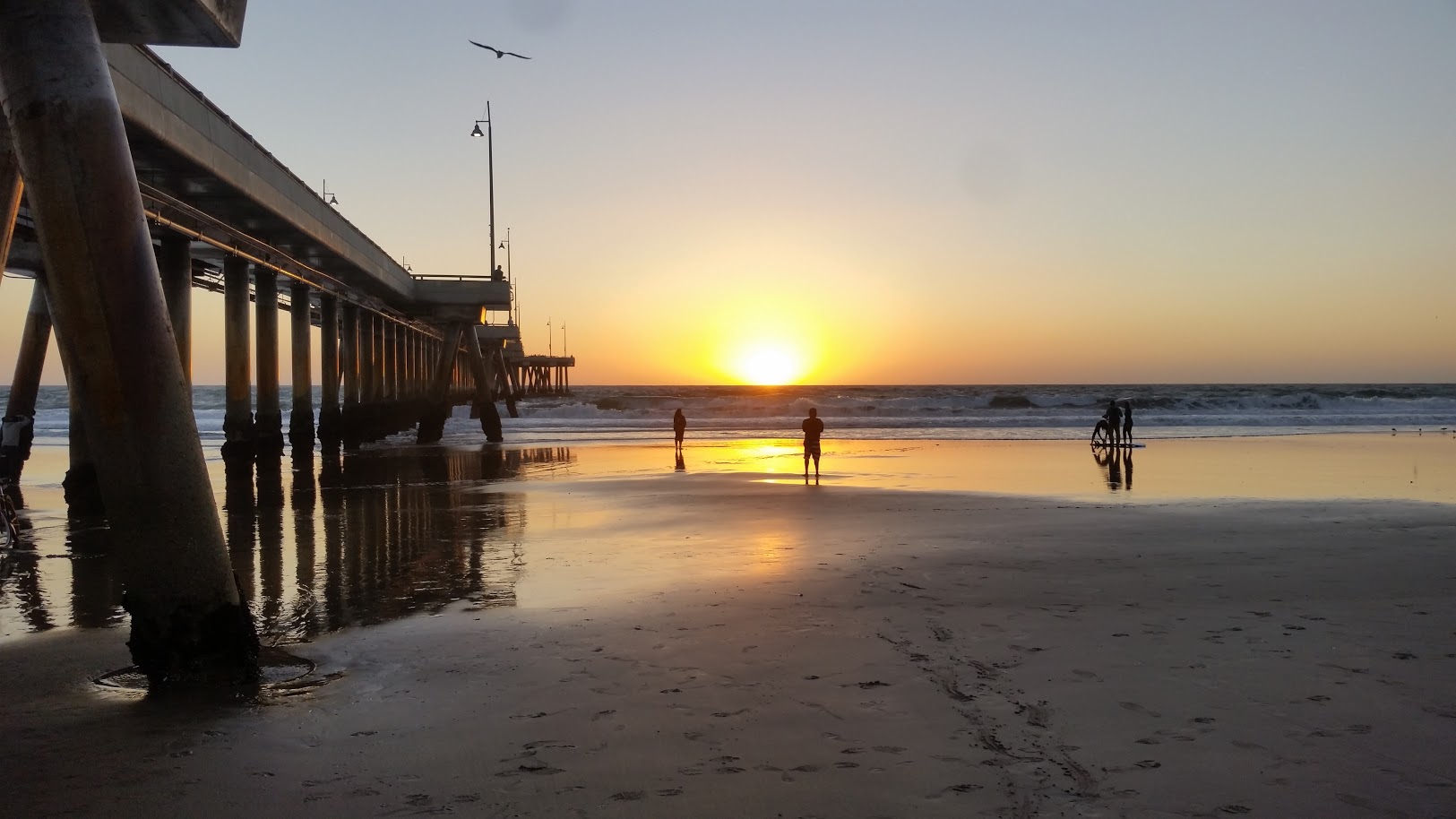 sunset at pier venice beach california