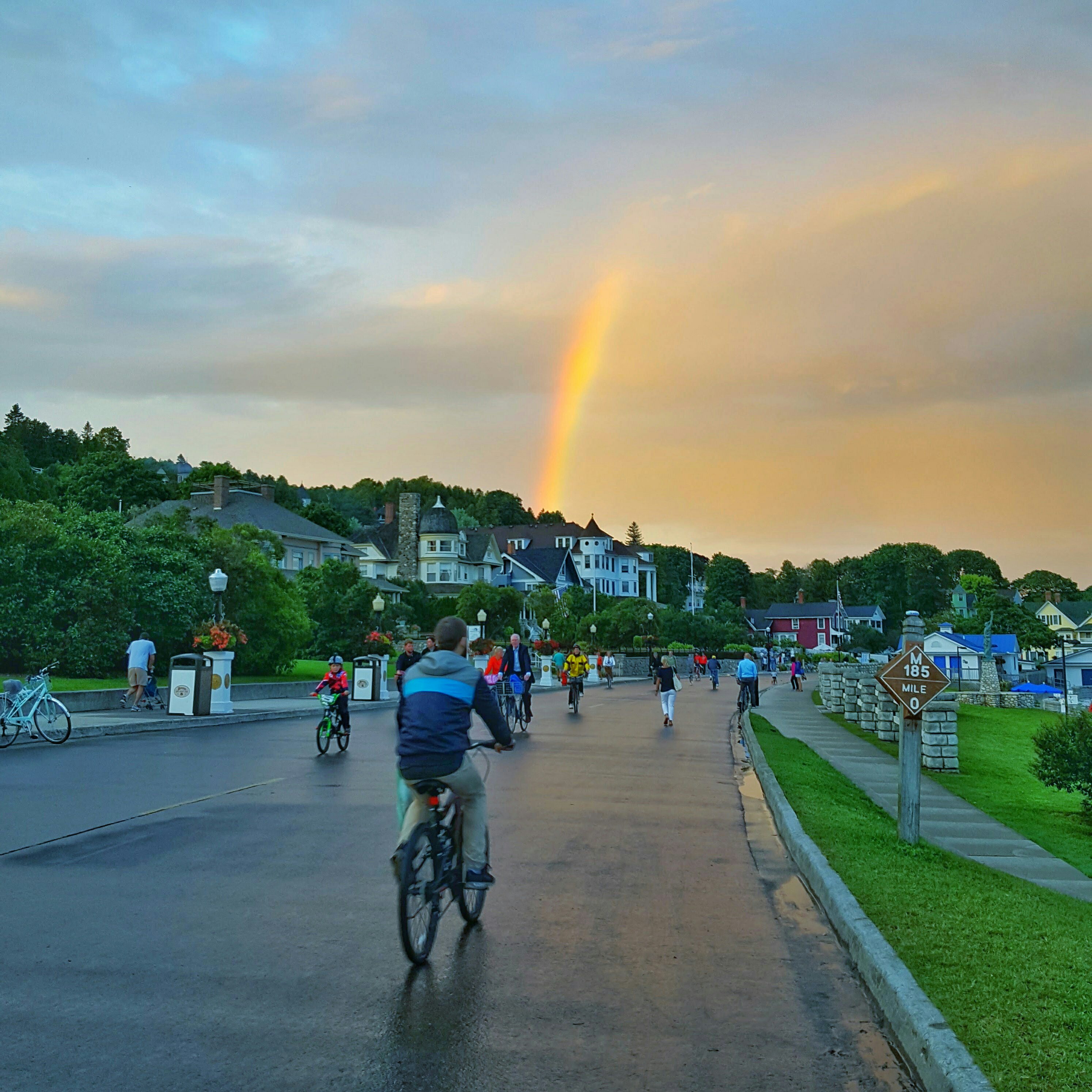 rainbow sunset Bikes on Mackinac Island, Michigan