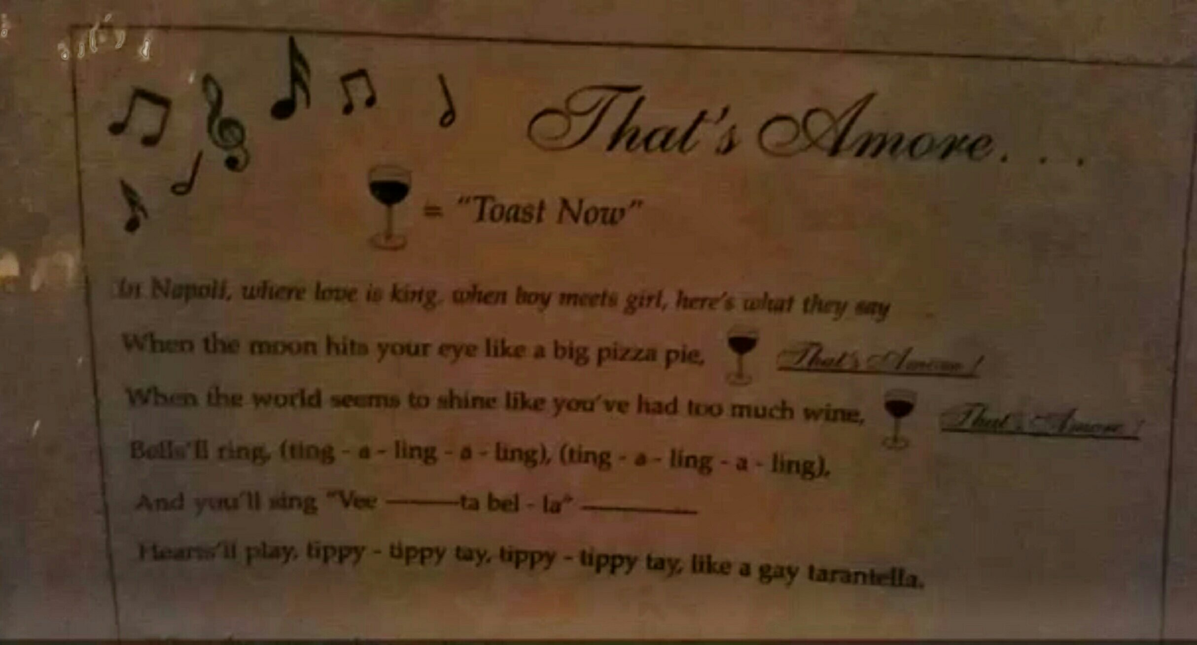 That's Amore Lyrics at C.O. Trattoria, Venice Beach