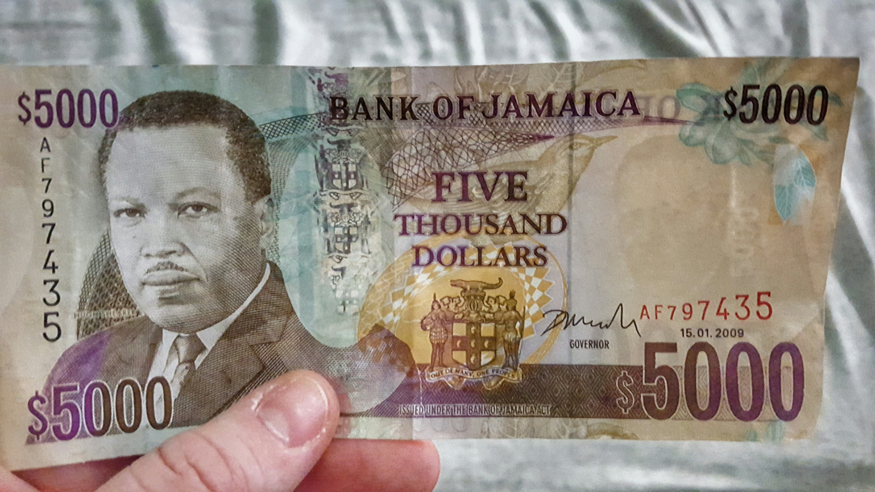 $5000 Jamaican Dollar bill 
