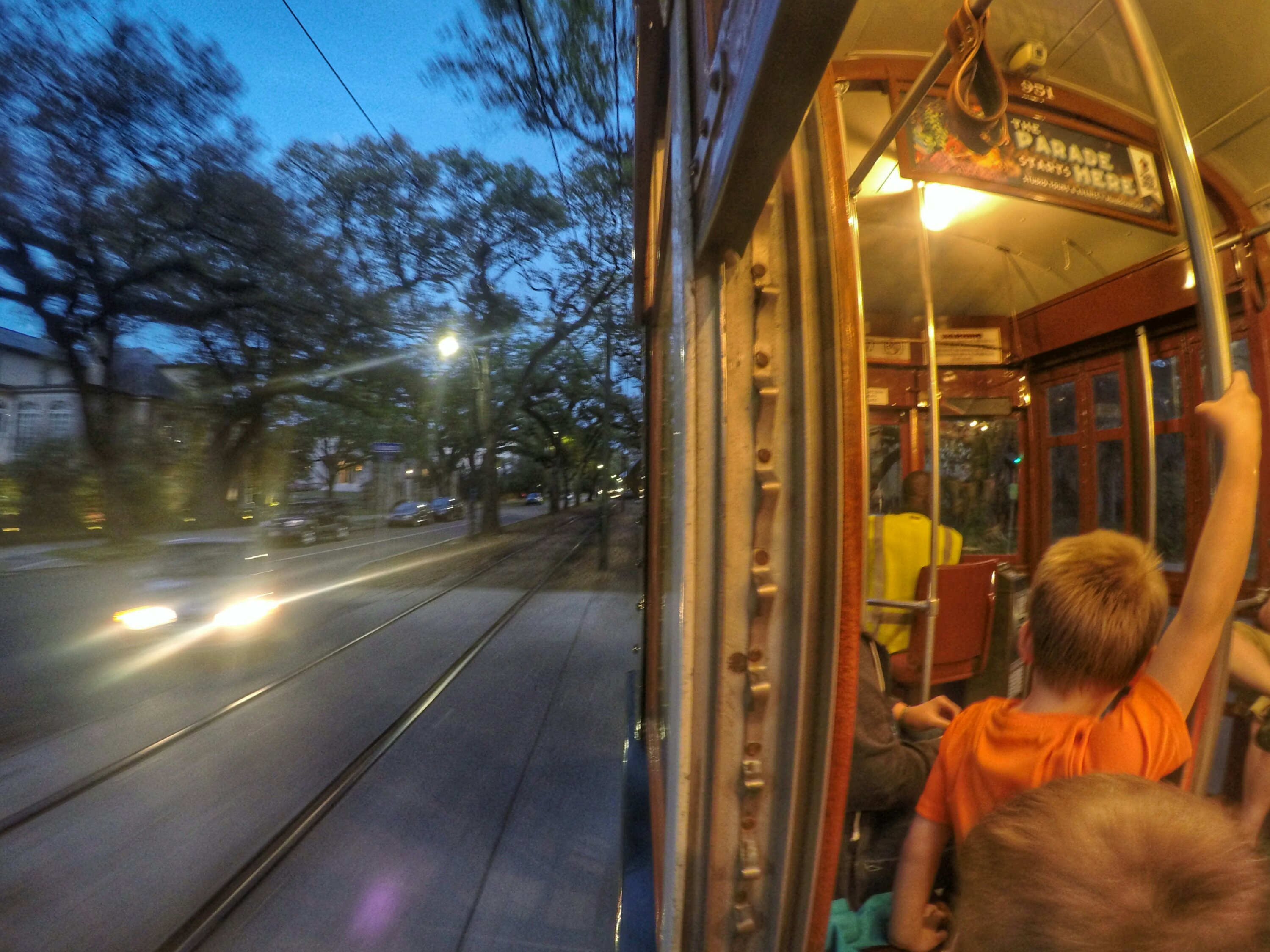 new orleans street car with kids