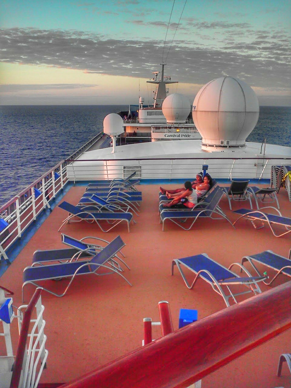 sunset from top of cruise ship 