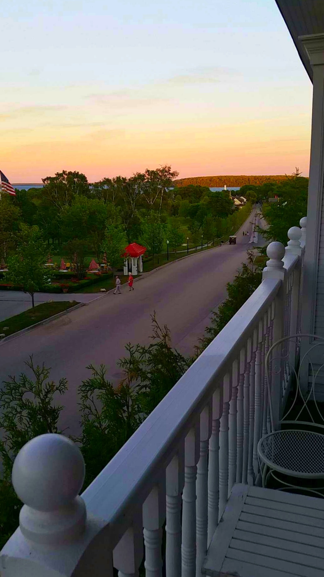 balcony view sunset  grand hotel mackinac island