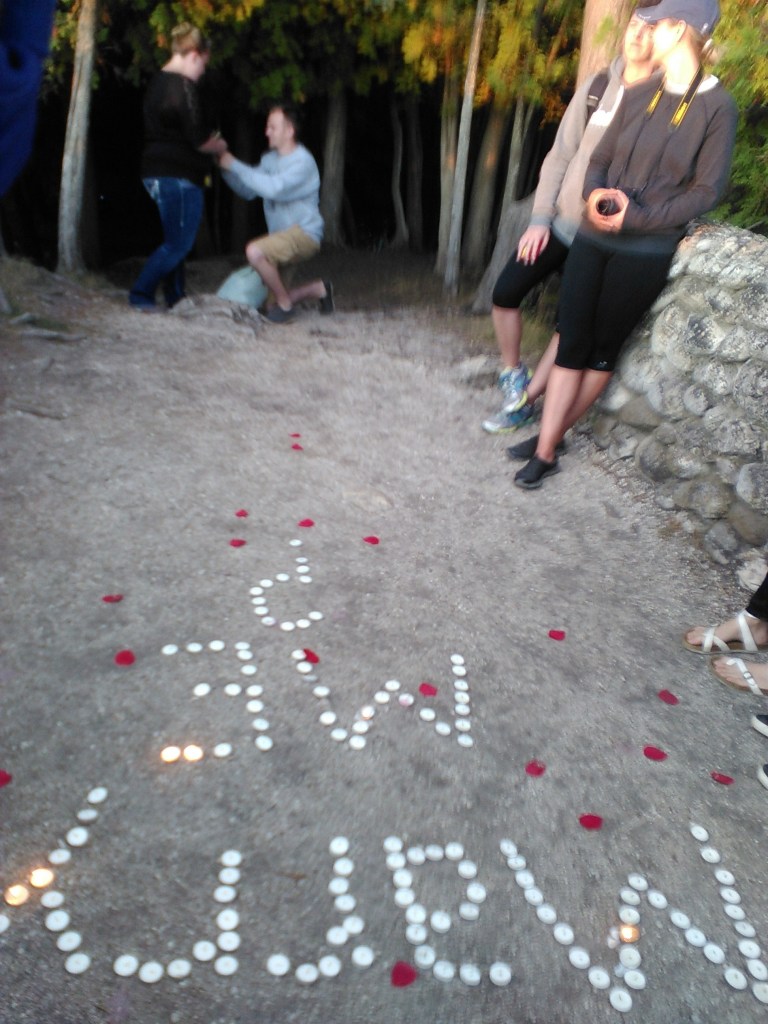 marriage proposal Sunset Rock mackinac island