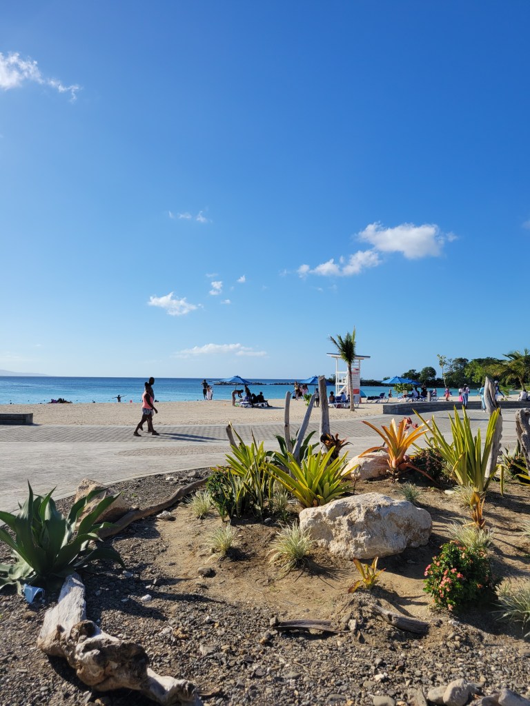 swimming Harmony Beach Park in Montego Bay, Jamaica 