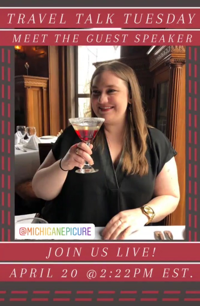 Erin michigan epicure speaker on live travel talk tuesdays with Cassondra Wanders