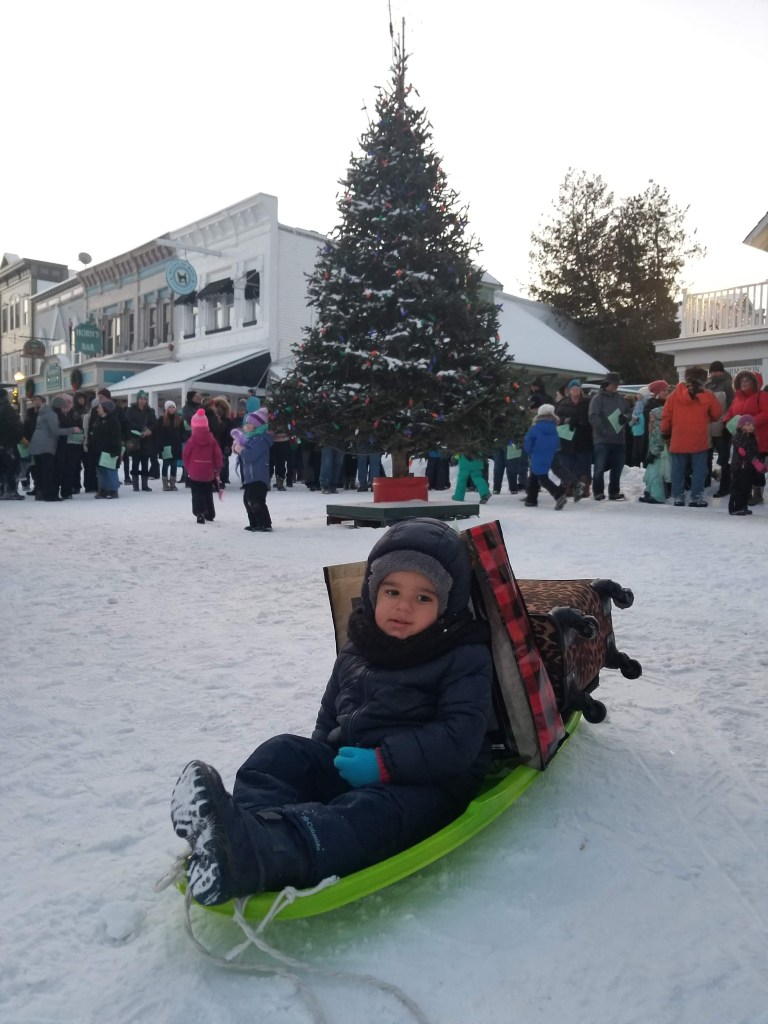 Christmas Bazaar by sled on Mackinac Island