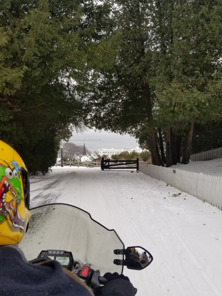 Snowmobiling on Mackinac Island Michigan