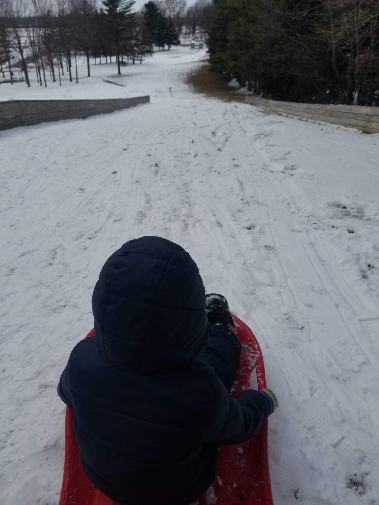 Sledding hill in Ithaca Michigan at Woodland Park