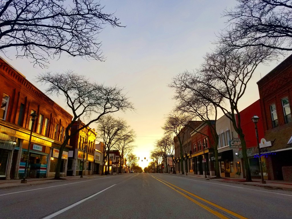 historic downtown sunset alma michigan