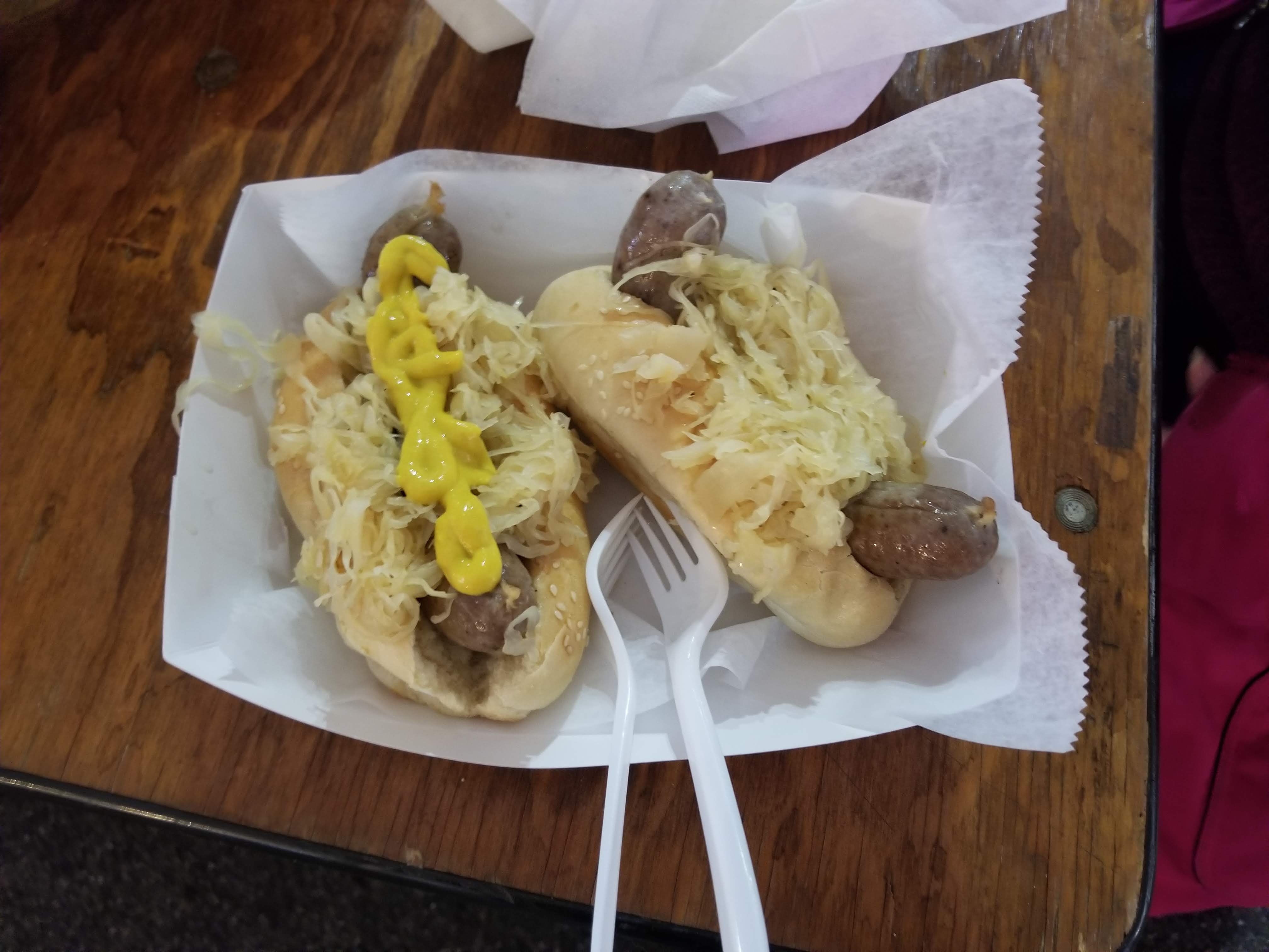 german sausage in frankenmuth michigan at zehnders snowfest