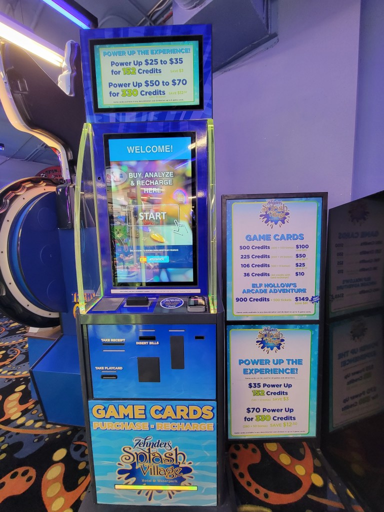 Zehnder's Splash Village Hotel and Waterpark frankenmuth michigan arcade price